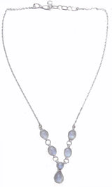 Rainbow Moonstone Sterling Silver Necklace