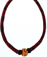 Rudraksha Bead Necklace with Maroon and Black Cord