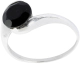 Faceted Black Spinel Sterling Silver Ring