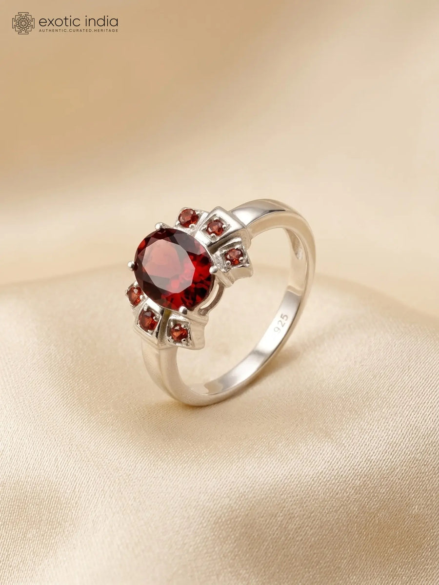 Faceted Garnet Sterling Silver Ring