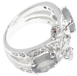 Faceted Labradorite and Cubic Zirconia Sterling Silver Ring