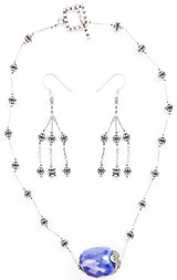Faceted Lapis Lazuli Sterling Silver Necklace and Earrings Set