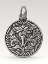 Floral Sterling Silver Pendant with Oxidised Finish