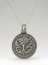 Floral Sterling Silver Pendant with Oxidised Finish