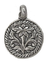 Floral Sterling Silver Pendant with Oxidised Finish