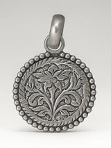 Carved Floral Sterling Silver Pendant