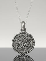Carved Floral Sterling Silver Pendant