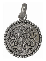 Carved Floral Sterling Silver Pendant