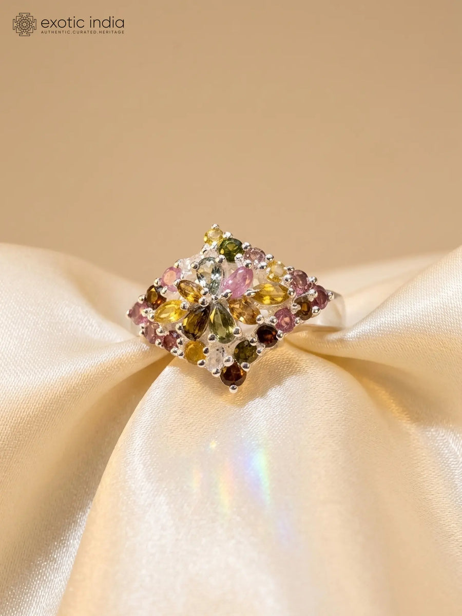 Faceted Mixed Tourmaline Sterling Silver Ring