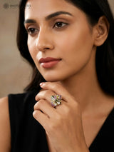 Faceted Mixed Tourmaline Sterling Silver Ring