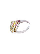 Faceted Mixed Tourmaline Sterling Silver Ring
