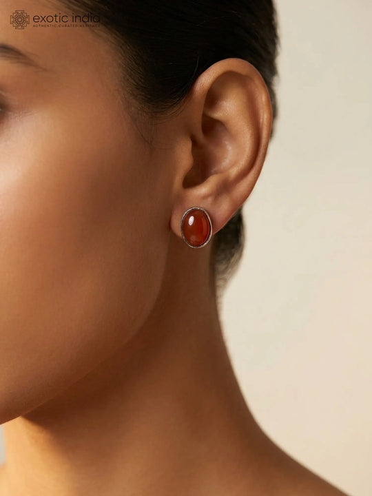 Carnelian Sterling Silver Post Earrings
