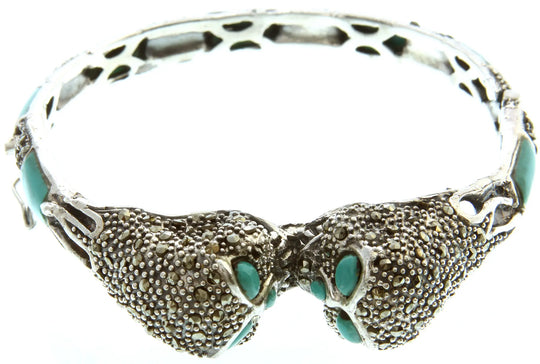 Kissing Owls Marcasite Inlay Sterling Silver Bracelet