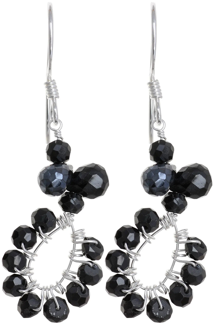 Black Spinel and Sterling Silver Earrings