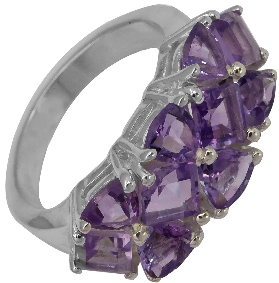 Faceted Amethyst Sterling Silver Ring