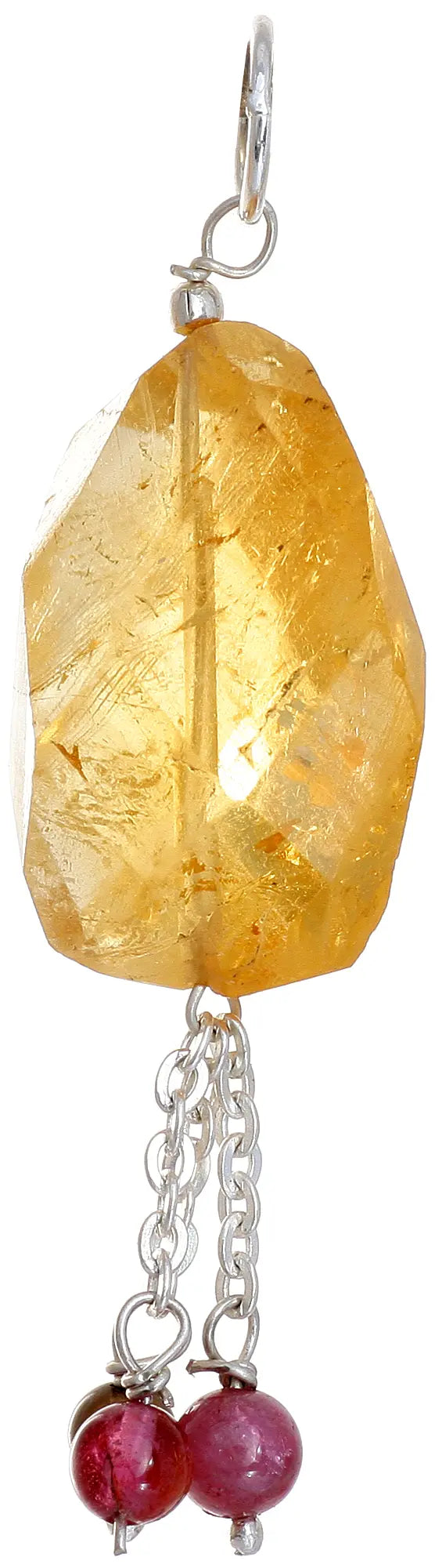Lemon Topaz and Tourmaline Sterling Silver Pendant