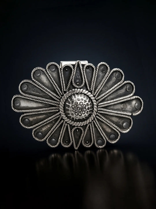 Sterling Silver Flower Pendant with Knotted Rope Detail