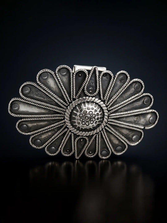 Sterling Silver Flower Pendant with Knotted Rope Detail