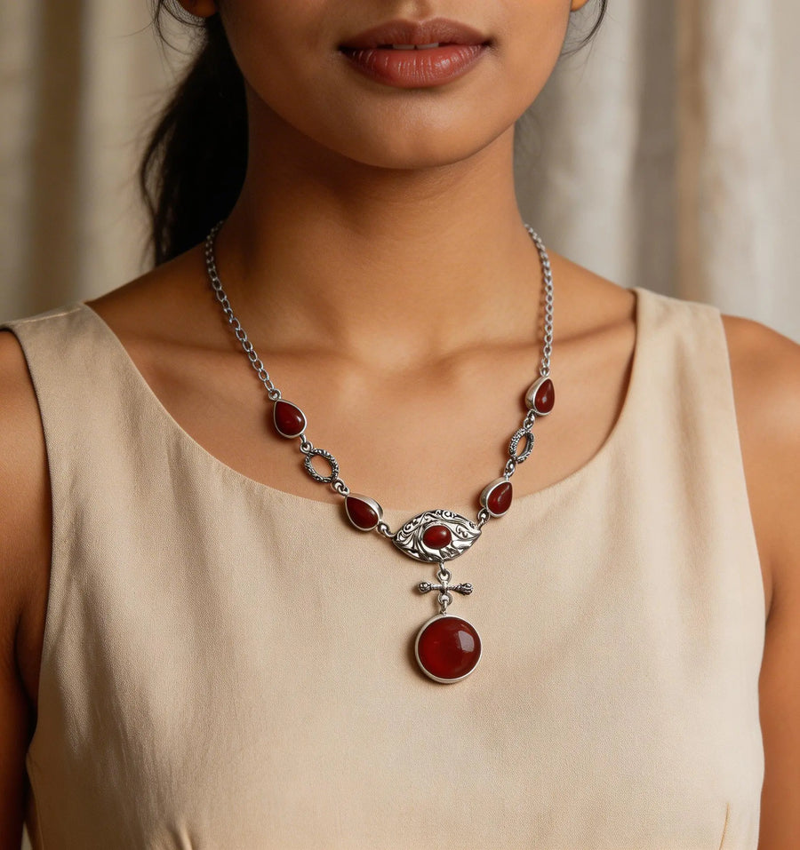 Carnelian Sterling Silver Necklace