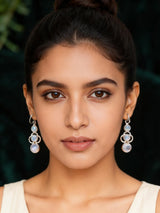 Moonstone and Pearl Sterling Silver Drop Earrings