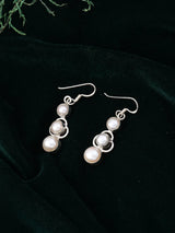 Moonstone and Pearl Sterling Silver Drop Earrings