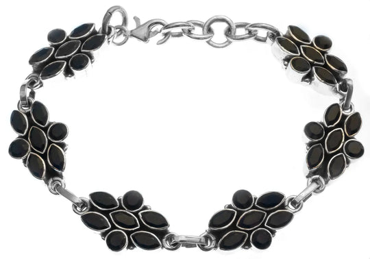 Black Spinel Faceted Sterling Silver Bracelet
