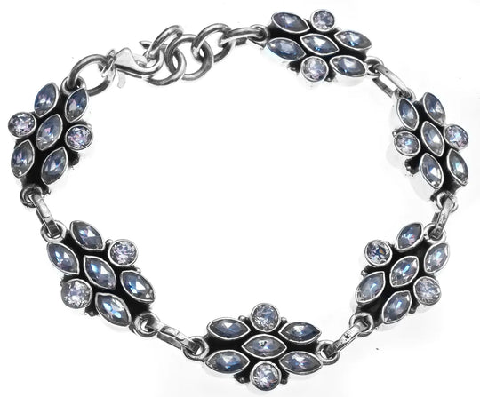 Black Spinel Faceted Sterling Silver Bracelet