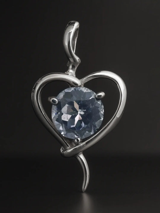Blue Topaz Peridot and Smoky Quartz Sterling Silver Pendant