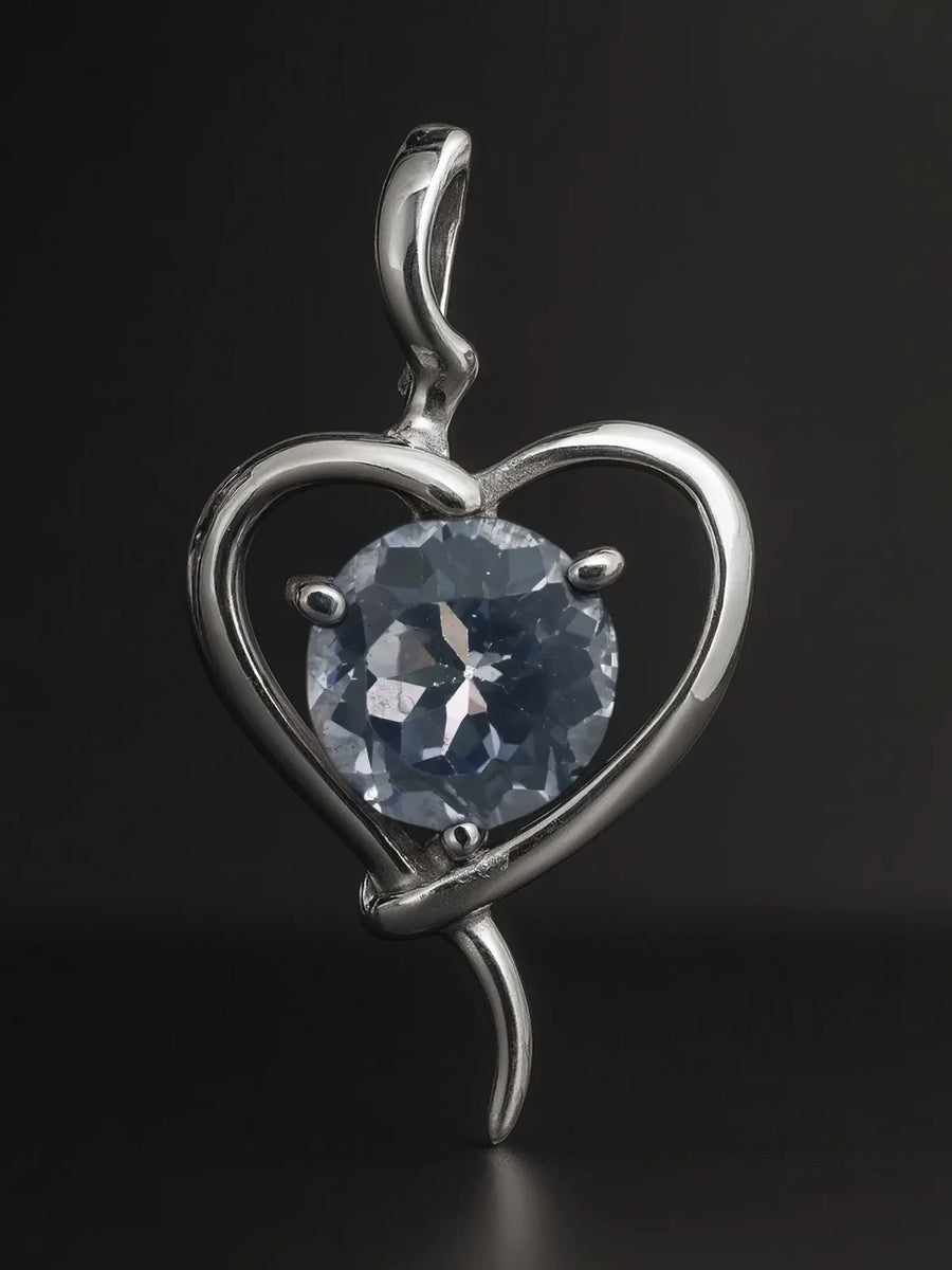 Blue Topaz Peridot and Smoky Quartz Sterling Silver Pendant
