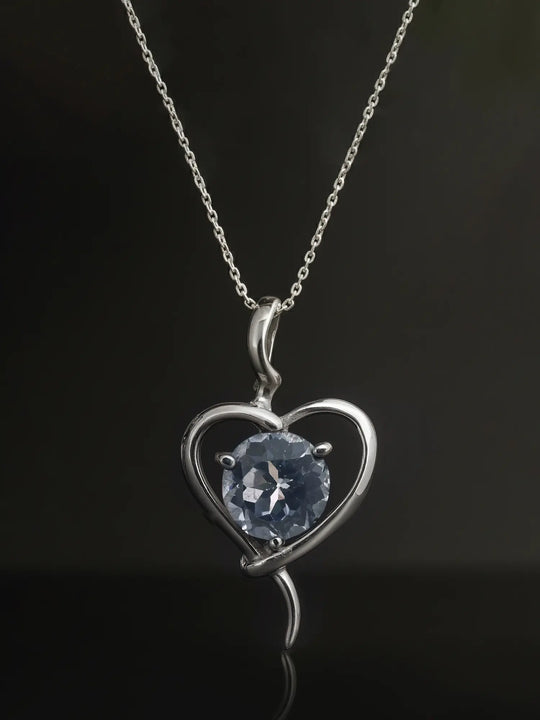 Blue Topaz Peridot and Smoky Quartz Sterling Silver Pendant