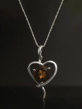 Blue Topaz Peridot and Smoky Quartz Sterling Silver Pendant