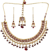 Cut Glass Faux Ruby Copper Alloy Necklace Set