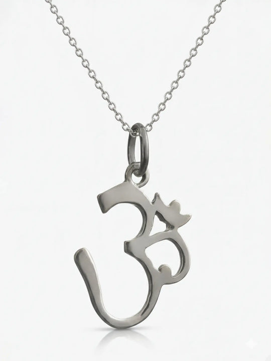 Om Sterling Silver Pendant with Oxidised Finish
