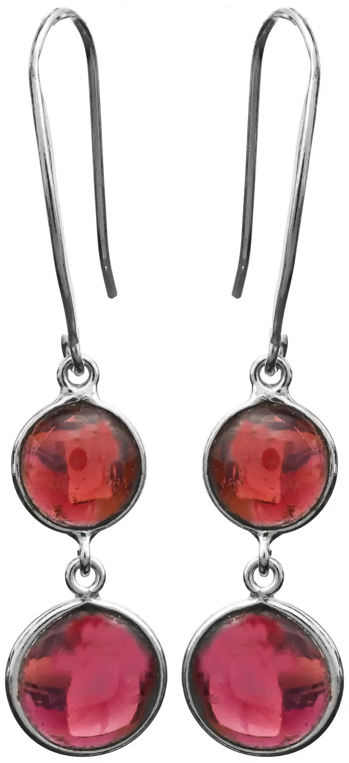 Garnet Sterling Silver Drop Earrings