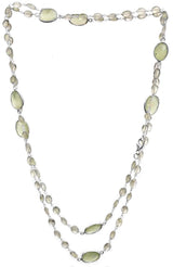 Faceted Green Chalcedony and Prehnite Sterling Silver Necklace