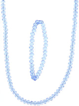 Faceted Blue Stone Necklace and Stretch Bracelet Set