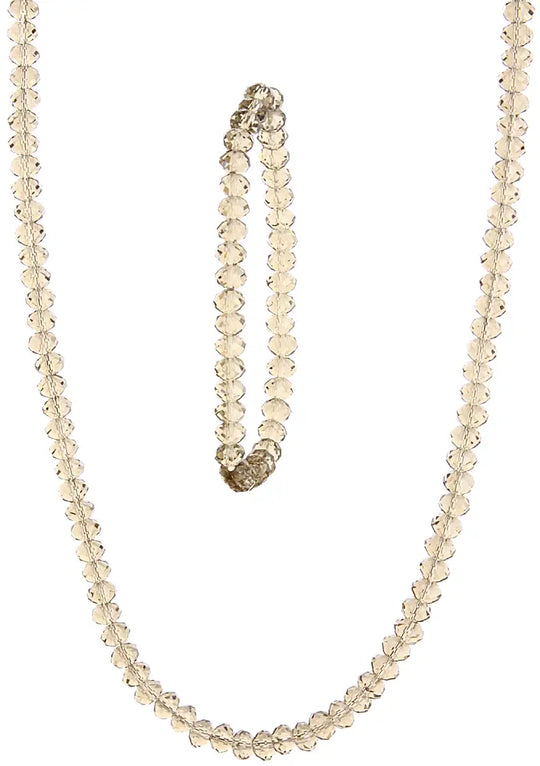 Warm Brown Beaded Stretch Bracelet and Necklace Set