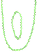 Faceted Green Stone Necklace and Stretch Bracelet Set