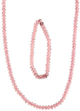 Faceted Ash Rose Quartz Necklace and Stretch Bracelet Set