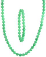 Pale Green Stone Necklace and Stretch Bracelet Set
