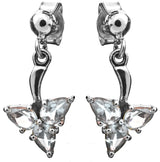 Faceted Garnet and Cubic Zirconia Sterling Silver Earrings