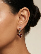 Faceted Garnet and Cubic Zirconia Sterling Silver Earrings