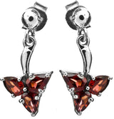 Faceted Garnet and Cubic Zirconia Sterling Silver Earrings