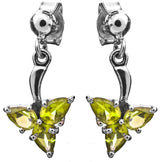 Faceted Garnet and Cubic Zirconia Sterling Silver Earrings
