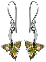 Peridot and Cubic Zirconia Faceted Sterling Silver Earrings