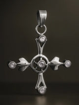 Rainbow Moonstone Cross Sterling Silver Pendant