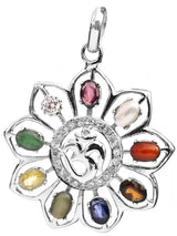 Navaratna Om Sterling Silver Pendant