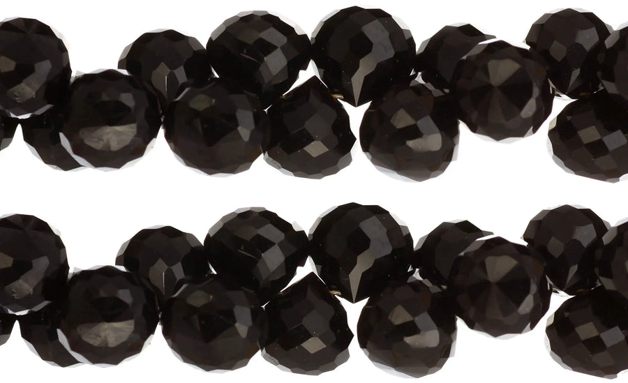 Faceted Black Spinel Onion Beads Necklace