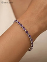 Faceted Amethyst Sterling Silver Tennis Bracelet