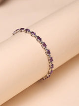 Faceted Amethyst Sterling Silver Tennis Bracelet